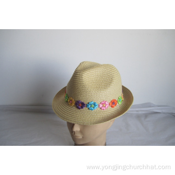 Outdoor Children's Embroidery Fedora Sun Hat